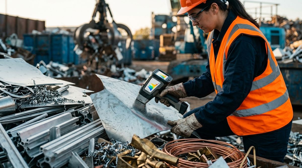 Analisi XRF di rottami metallici sul piazzale: analizzatore XRF portatile per la selezione di leghe inox e nichel nel riciclo metalli