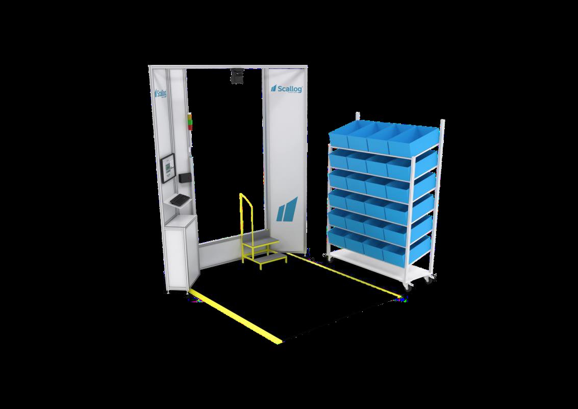 Scallog FLEXIPICK picking station with mobile shelf carried by the Boby robot