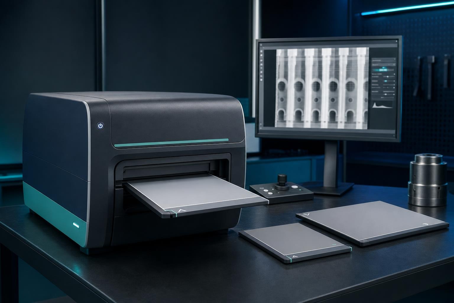 sistema CR per radiografia industriale con scanner e imaging plates senza marchio